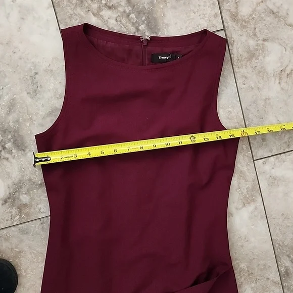 THEORY WRAP FRONT WOOL PENCIL SHEAL BURGUNDY LINED DRESS EUC SIZE 2